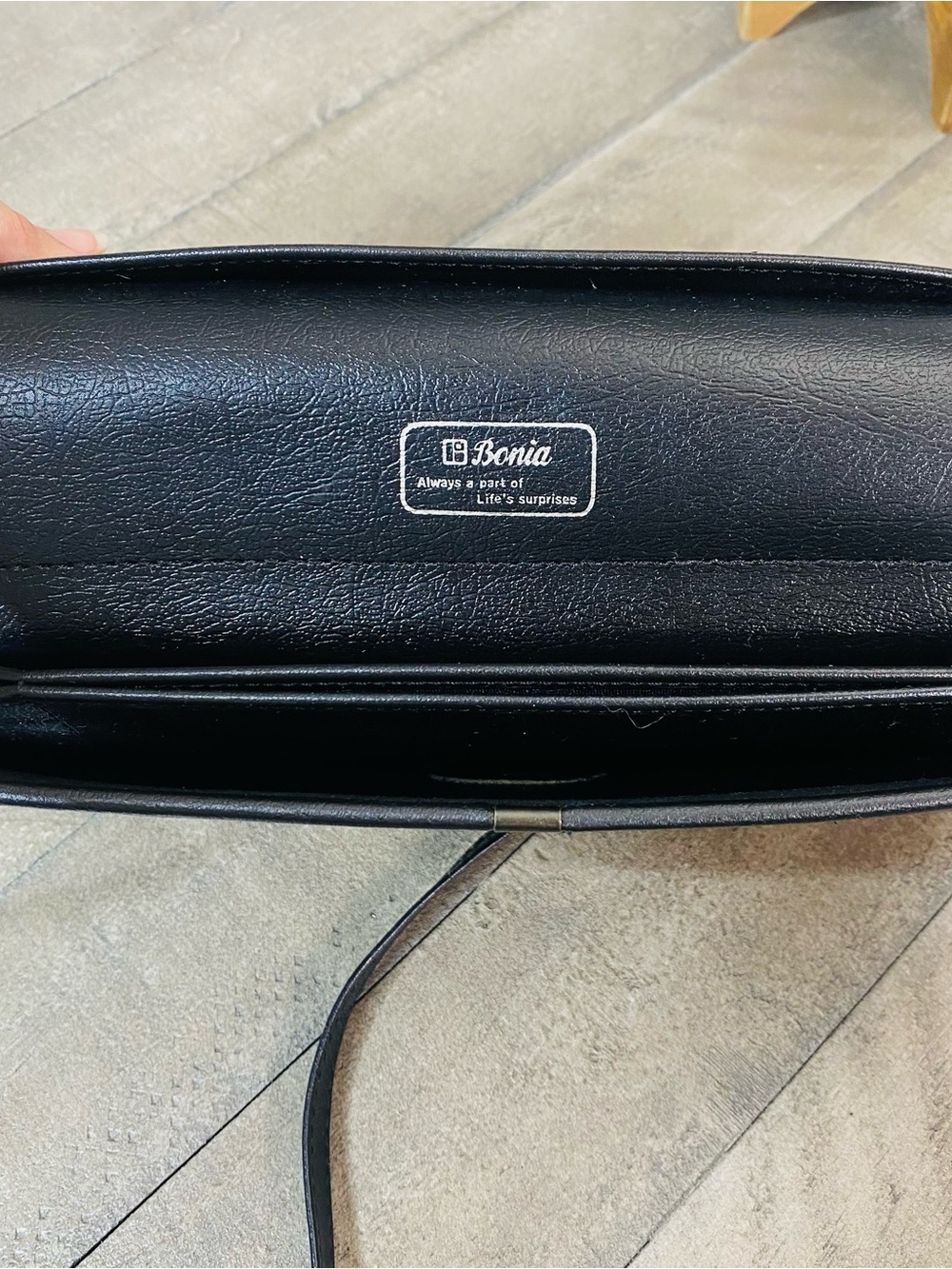 Vintage BONIA Black Monogram Canvas Leather Trim Crossbody Shoulder Bag - Picture 8 of 8
